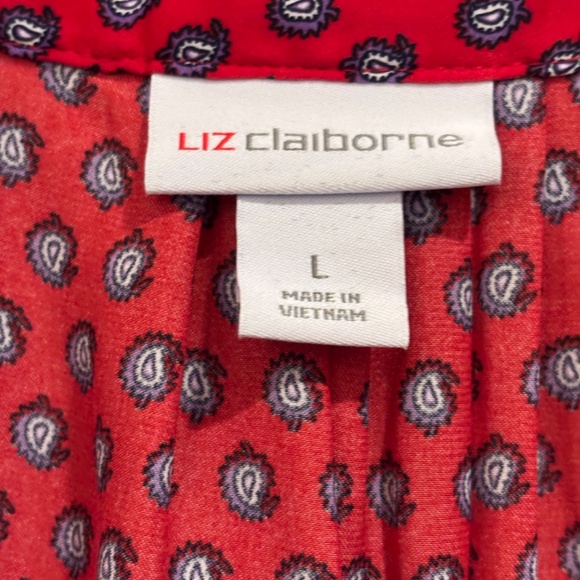 NWT Liz Claiborne Women's Red SZ L Blouse Top - Picture 12 of 13